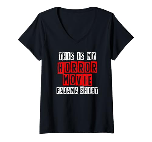 Damen This is My Horror Movie Pyjama Funny Scary Creepy T-Shirt mit V-Ausschnitt von The Haunted House