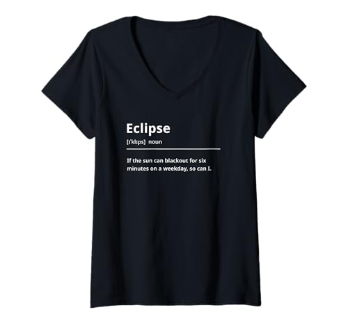 Damen Dictionary Definition Eclipse T-Shirt mit V-Ausschnitt von The Honest Dictionary