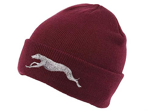 The House Of Dog Greyhound Lurcher Besitzer Geschenk Klassische Cuffed Unisex Beanie Skimütze mit gesticktem Design, burgunderfarben, Einheitsgröße von The House Of Dog