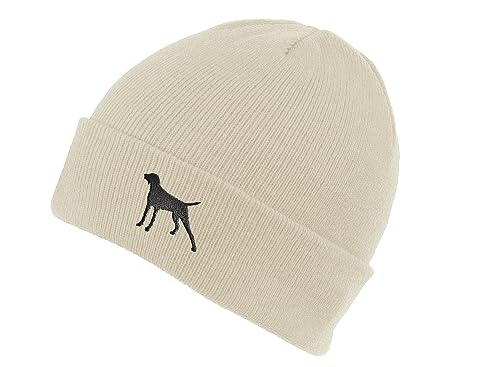 The House Of Dog: Deutsch Kurzhaar Besitzer Geschenk Klassische Manschette Unisex Beanie Skimütze mit gesticktem Design, hellbeige, Einheitsgröße von The House Of Dog