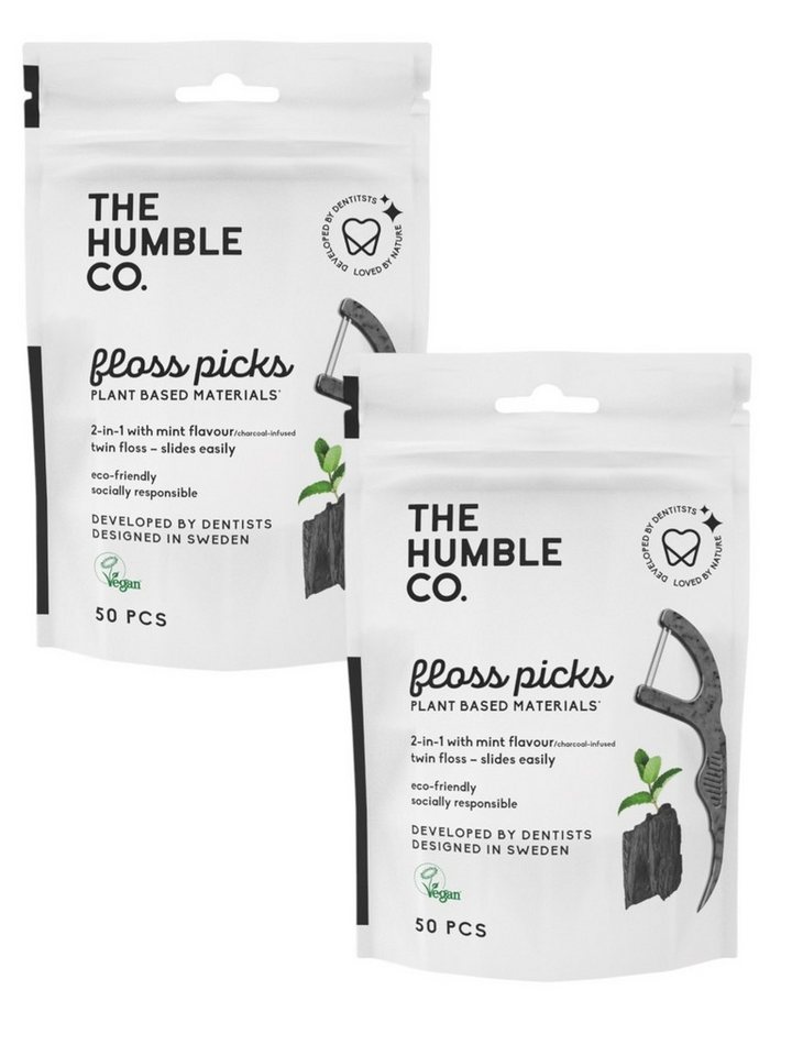 The Humble Co. Zahnseide-Stick 2x Humble Floss Picks, mit Aktivkohle 2x 50 Stück von The Humble Co.