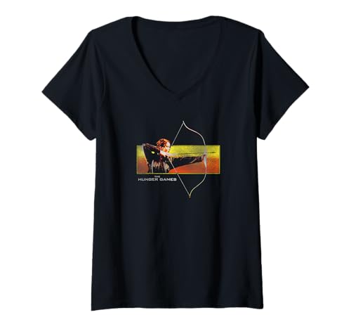 Damen The Hunger Games Katniss Bow and Arrow Front and Back Movie T-Shirt mit V-Ausschnitt von The Hunger Games