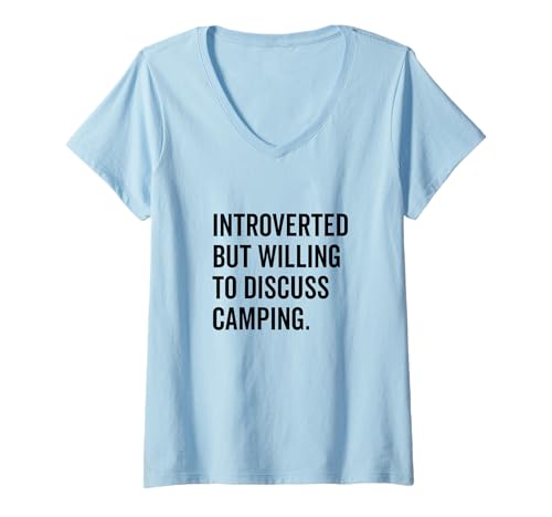 Damen Introvertiert, aber bereit, Camping-Humor zu diskutieren T-Shirt mit V-Ausschnitt Damen Introvertiert, aber bereit, Camping-Humor zu diskutieren T-Shirt mit V-Ausschnitt von The Introverted Adventurer's Camping Gear