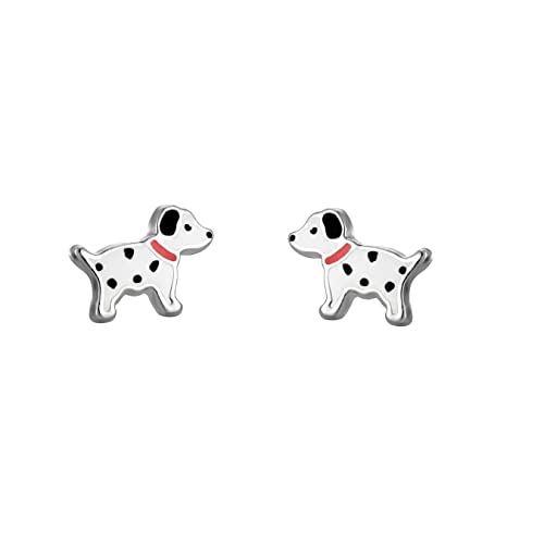 Emaillierte Dalmatiner Hund Ohrstecker, Sterling Silber von The Jewellery Stockroom