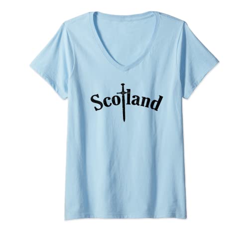 Damen Schottland Breitschwert T-Shirt mit V-Ausschnitt Damen Schottland Breitschwert T-Shirt mit V-Ausschnitt von The Kilted Nation Collection