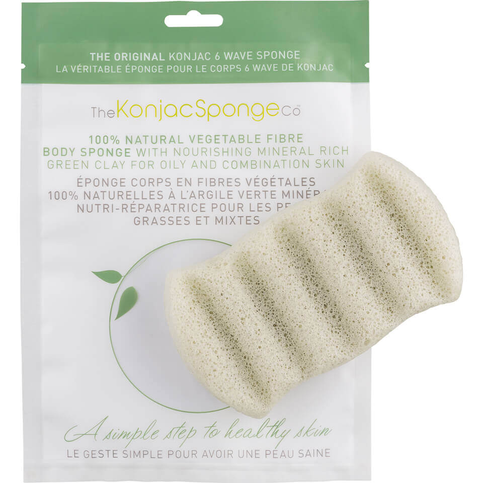 The Konjac Sponge Company 6 Wave Badeschwamm mit grüner Tonerde von The Konjac Sponge Company