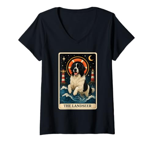 Damen Das Landseer Tarot T-Shirt mit V-Ausschnitt Damen Das Landseer Tarot T-Shirt mit V-Ausschnitt von The Landseer Dog