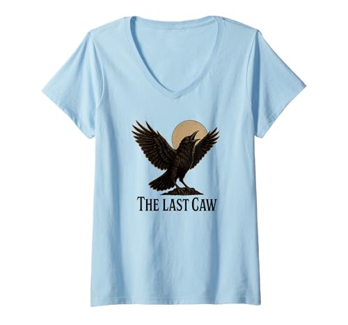 Damen Die Silhouette der letzten Krähenkrähe T-Shirt mit V-Ausschnitt von The Last Caw Crow Art