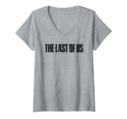 Damen The Last of Us Black Text Logo Video Game T-Shirt mit V-Ausschnitt Damen The Last of Us Black Text Logo Video Game T-Shirt mit V-Ausschnitt von The Last of Us