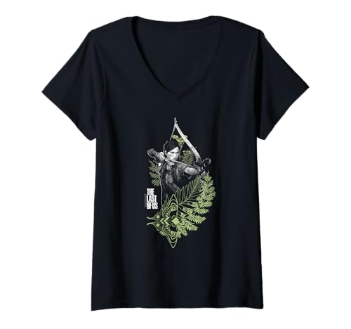 Damen The Last of Us Ellie with Moth and Leaves Video Game T-Shirt mit V-Ausschnitt Damen The Last of Us Ellie with Moth and Leaves Video Game T-Shirt mit V-Ausschnitt von The Last of Us