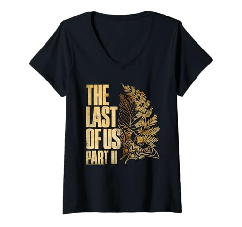 Damen The Last of Us Part II Golden Moth and Leaves Video Game T-Shirt mit V-Ausschnitt Damen The Last of Us Part II Golden Moth and Leaves Video Game T-Shirt mit V-Ausschnitt von The Last of Us