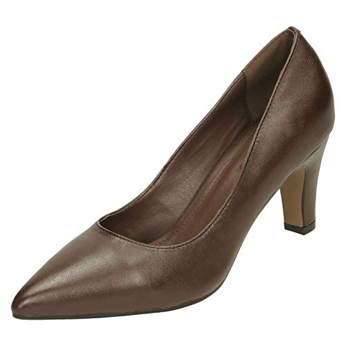 Leather Collection Damen Pumps, - Dunkelbraun - Größe: 39 EU von Leather Collection