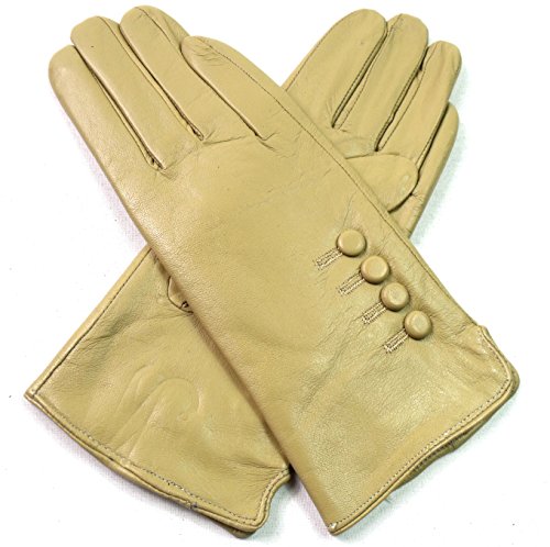 Damen Premium Qualität Original Superweich Leder Handschuhe Kunstpelz Futter Winter Alltag Warm - Beige, S von Emporium Leather