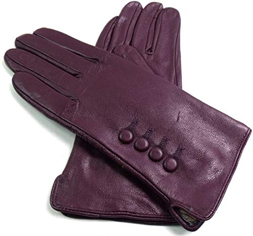 Damen Premium Qualität Original Superweich Leder Handschuhe Kunstpelz Futter Winter Alltag Warm - Lila, S von The Leather Emporium