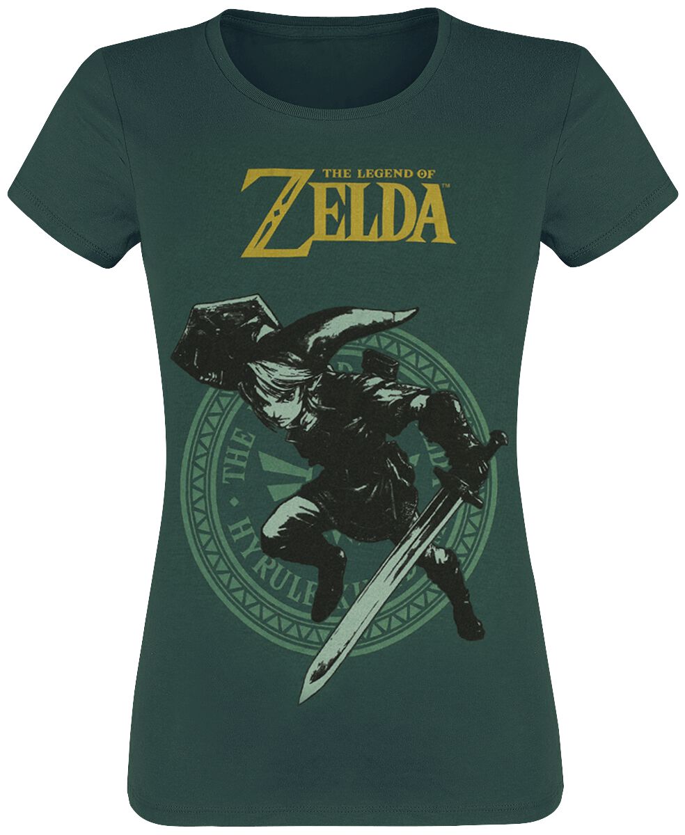 The Legend Of Zelda - Gaming T-Shirt - Link Pose - S bis XXL - für Damen - Größe L - dunkelgrün von The Legend Of Zelda