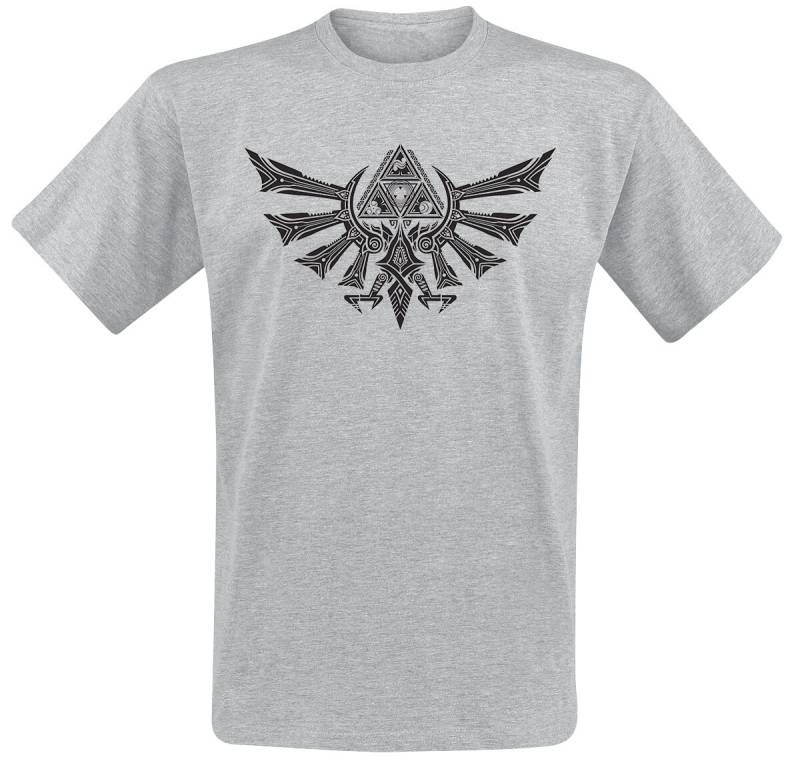 The Legend Of Zelda Hyrule Tribal T-Shirt grau meliert in XL von The Legend Of Zelda