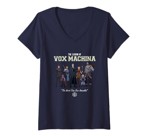 Damen The Legend of Vox Machina Gruppe mit Varsity-Logo T-Shirt mit V-Ausschnitt von The Legend of Vox Machina