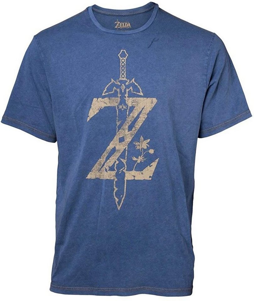 The Legend of Zelda Print-Shirt Nintendo Legend Zelda Breath of The Wild Men's Z Logo Faux Denim Herren +Jugendliche blau Gr. S M L XL XXL von The Legend of Zelda