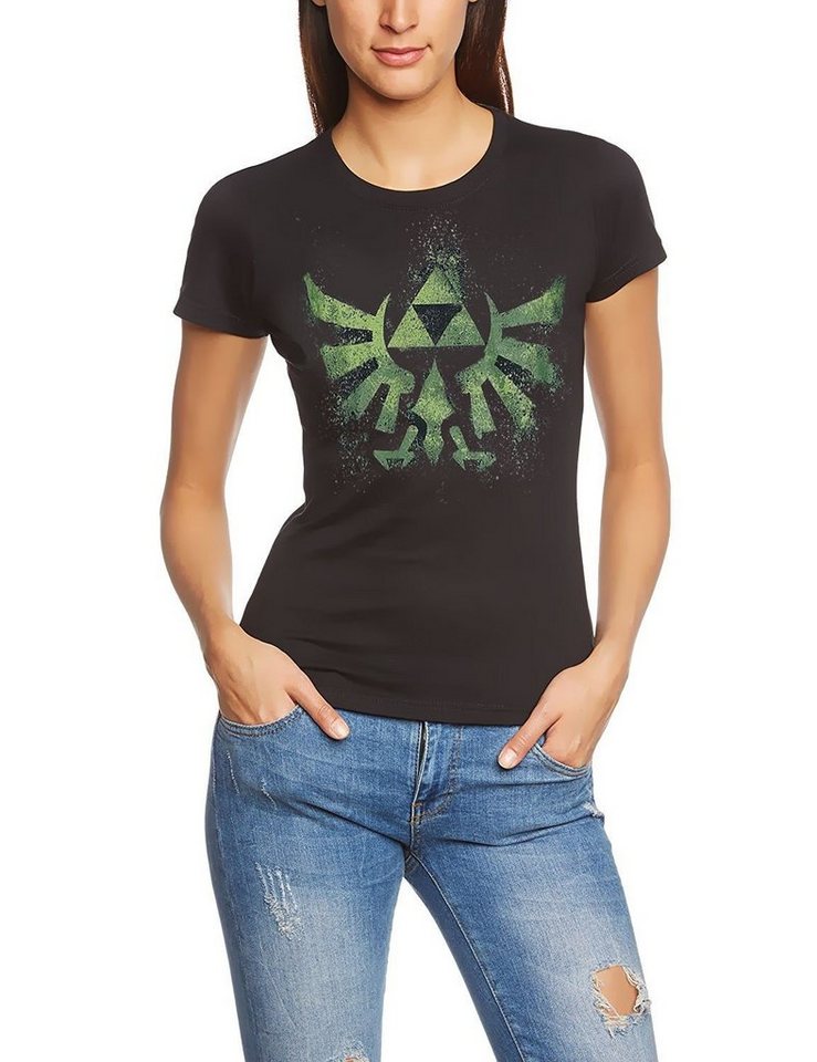 The Legend of Zelda Print-Shirt ZELDA Damen T-Shirt Schwarz - Grün von The Legend of Zelda