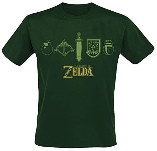 The Legend of Zelda Unisex Kurzarm-T-Shirt Icons Dunkelgrün von The Legend of Zelda
