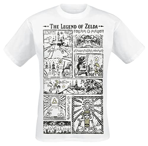 The Legend of Zelda Zeichnung Männer T-Shirt weiß M 100% Baumwolle Fan-Merch, Gaming, Triforce von The Legend of Zelda