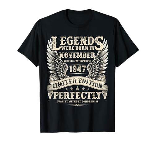 Vintage 77 Jahre alte Geschenke für Männer November 1948 77th Bday T-Shirt Vintage 77 Jahre alte Geschenke für Männer November 1948 77th Bday T-Shirt von The Legendary Man birthday Gifts In November Tee