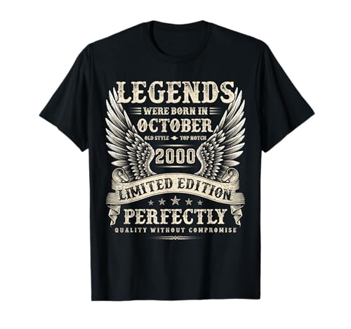 Vintage 25 Jahre alte Geschenke für Männer Oktober 2000 25th Bday T-Shirt von The Legendary Man birthday Gifts In October Tee