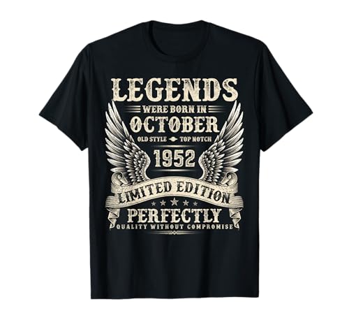 Vintage 73 Jahre alte Geschenke für Männer Oktober 1952 73. Geburtstag T-Shirt von The Legendary Man birthday Gifts In October Tee
