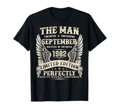 Vintage 43 Jahre alte Geschenke für Männer September 1982 43. Geburtstag T-Shirt von The Legendary Man birthday Gifts In September Tee