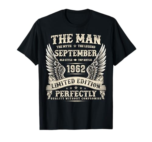 Vintage 63 Jahre alte Geschenke für Männer September 1962 63. Geburtstag T-Shirt von The Legendary Man birthday Gifts In September Tee