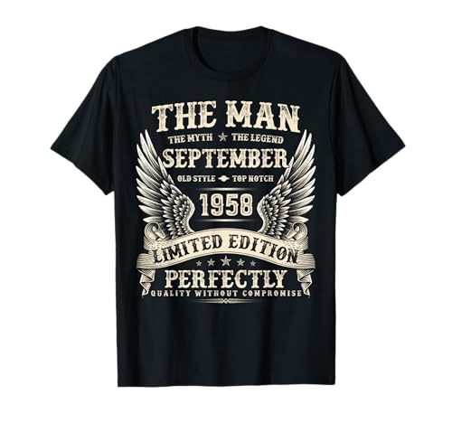 Vintage 67 Jahre alte Geschenke für Männer September 1958 67. Geburtstag T-Shirt von The Legendary Man birthday Gifts In September Tee