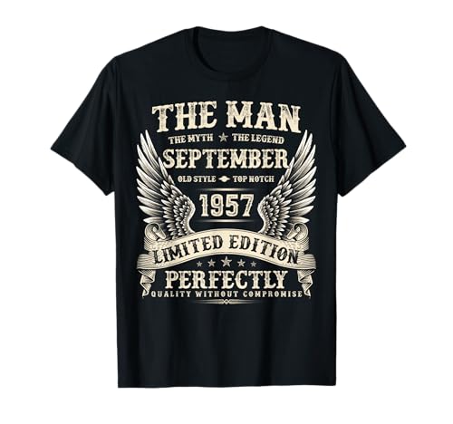 Vintage 68 Jahre alte Geschenke für Männer September 1957 68. Geburtstag T-Shirt von The Legendary Man birthday Gifts In September Tee