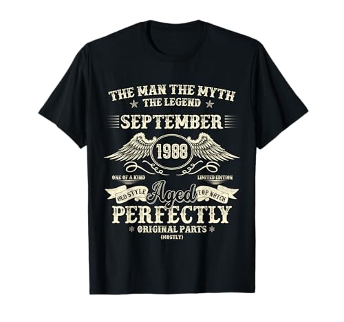 Geschenke zum 37. Geburtstag für Männer September 1988 37 Jahre alt Bday T-Shirt Geschenke zum 37. Geburtstag für Männer September 1988 37 Jahre alt Bday T-Shirt von The Legendary Man of September Men's Birthday