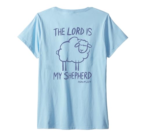 Damen The Lord is My Shepherd Sheep Christlicher Bibelvers auf der Rückseite T-Shirt mit V-Ausschnitt Damen The Lord is My Shepherd Sheep Christlicher Bibelvers auf der Rückseite T-Shirt mit V-Ausschnitt von The Lord Is My Shepherd Christian Cute Sheep