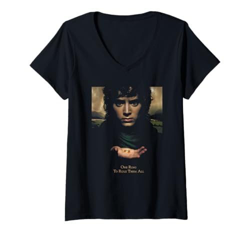 Damen Lord of The Rings Frodo Ring to Rule Them All T-Shirt mit V-Ausschnitt von The Lord Of The Rings