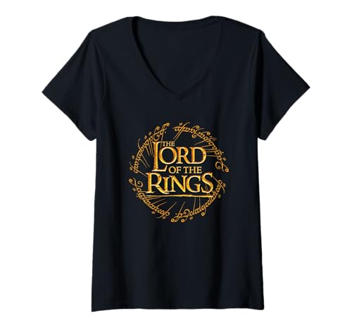 Damen Lord of The Rings Ring Inscription T-Shirt mit V-Ausschnitt Damen Lord of The Rings Ring Inscription T-Shirt mit V-Ausschnitt von The Lord Of The Rings