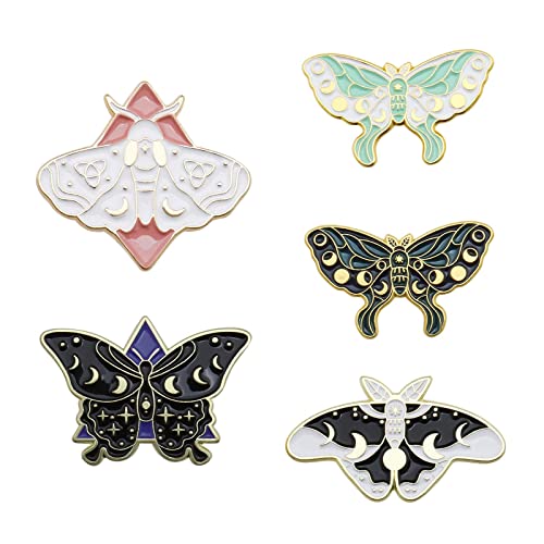 The Lord of the Tools 5 STÜCKE Emaille Brosche Schmetterling Motte Insekt Anstecknadel Brustnadel Abzeichen Wäscheklammer für Frauen Rucksäcke Steampunk Schmuck Dekorationen Zubehör von The Lord of the Tools