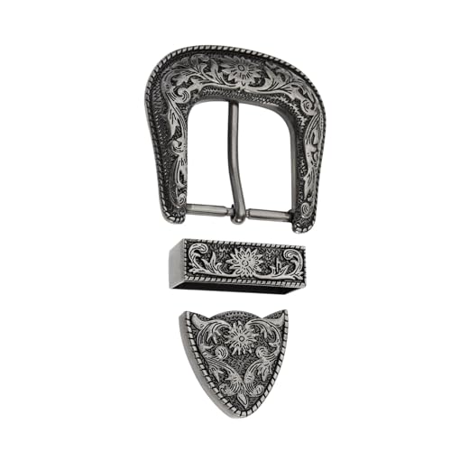 The Lord of the Tools 1 Set Gürtelschnalle Western Gürtelschnallen Set 3 Module Gürteldekoration Handgefertigte Schnalle aus Zinklegierung, Gunmetal-farbig von The Lord of the Tools
