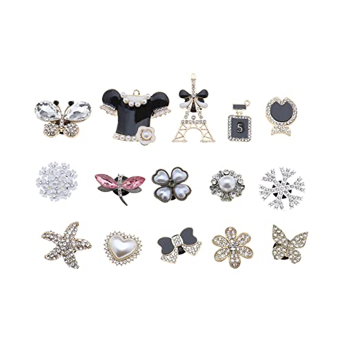 The Lord of the Tools 15 Stück Kinder Mädchen Damen Schuhe Charms 15 verschiedene Muster aus Emaille Bling Künstliche Strass Perle für Clog Sandalen Loch Dekoration Zubehör von The Lord of the Tools