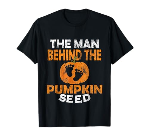 Herren Halloween Schwangerschaft Papa Der Mann hinter dem Kürbissamen T-Shirt von The Man Behind The Pumpkin Seed Halloween Tee