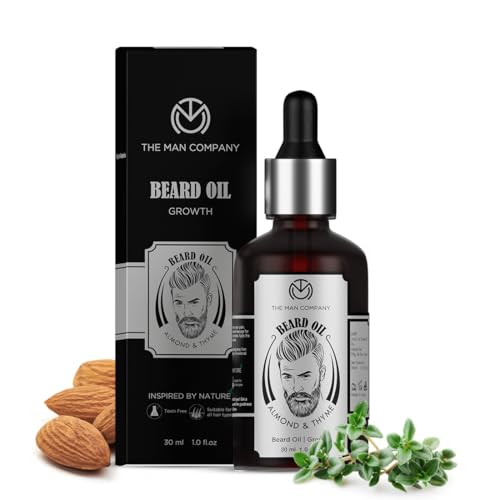 THE MAN COMPANY Bartöl für Herren, Bio Vegan (30 ml) – Bartpflege für Weichen Bart – Mit Natürlichem Mandelöl und Thymianöl – Bart Wachstum, Kein Bartjucken Mehr – Parabenfrei, Ohne Zuzatze von The Man Company