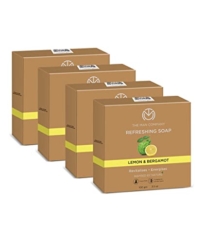 The Man Company Erfrischende Badeseife – 100 g | Premium langanhaltende Frische | Zitrone & Bergamotte | Erfrischt, belebt, spendet Feuchtigkeit und verjüngt | Alle Hauttypen – 4er-Pack von The Man Company
