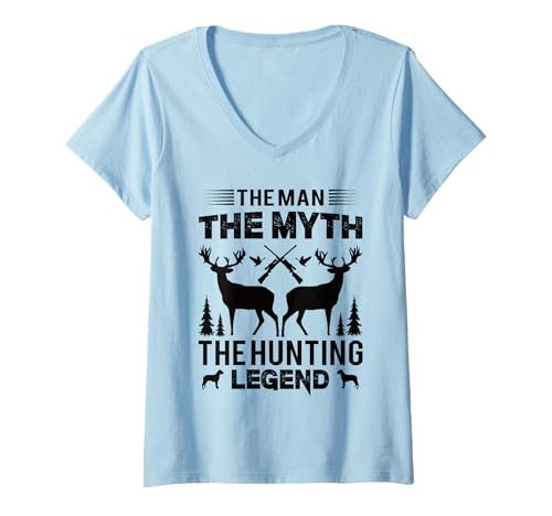 Damen Der Mann Der Mythos Die Jagdlegende Hunting Hunting Hunter S T-Shirt mit V-Ausschnitt Damen Der Mann Der Mythos Die Jagdlegende Hunting Hunting Hunter S T-Shirt mit V-Ausschnitt von The Man The Myth The Hunting Legend