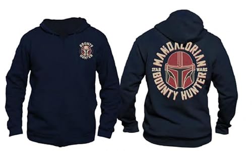 Star Wars - The Mandalorian Bounty Hunter Schwarz Herren Sweat Zippe Hoodie - XL von cotton division