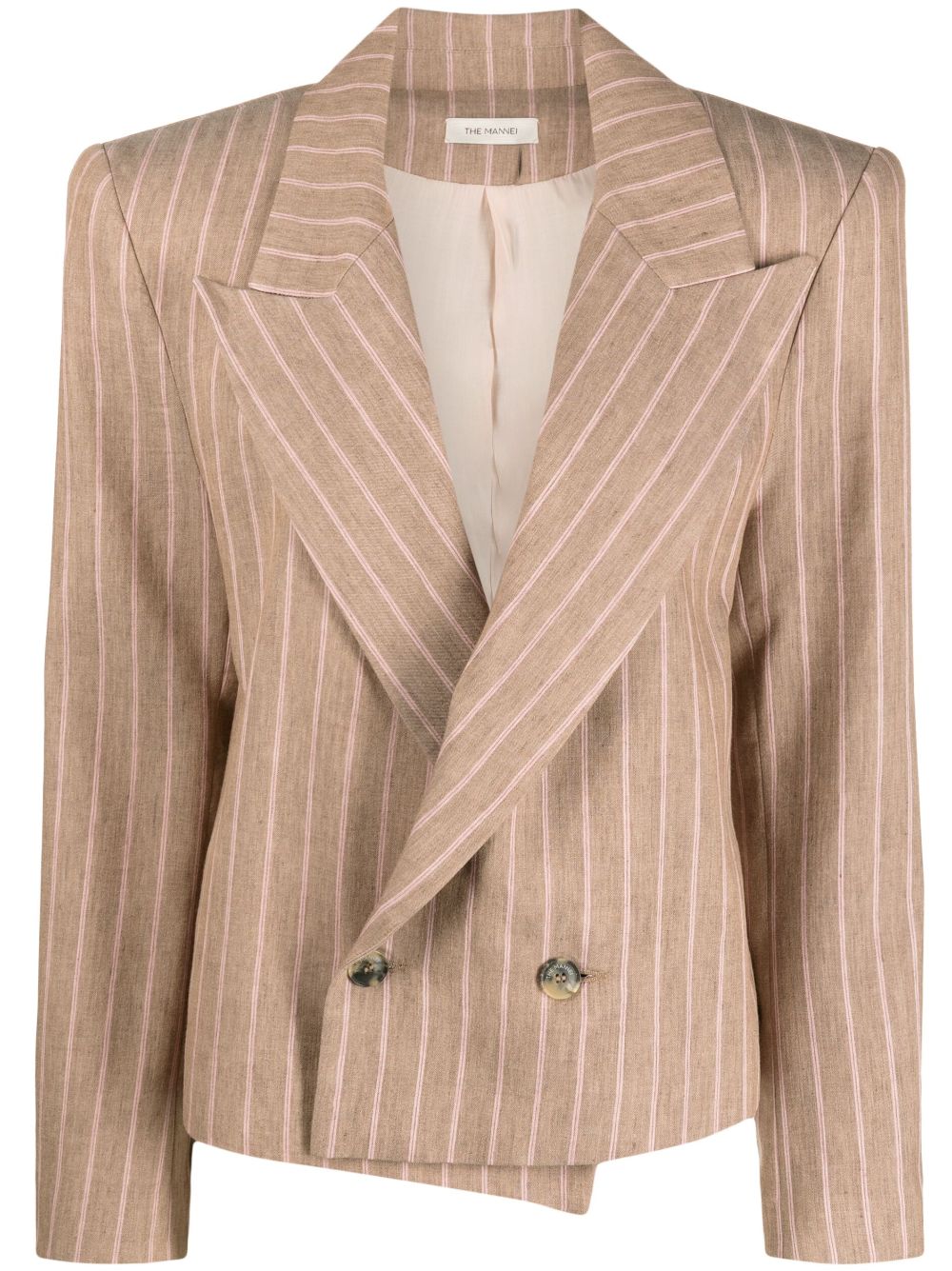 The Mannei Doppelreihiger Misos Blazer mit Nadelstreifen - Braun von The Mannei