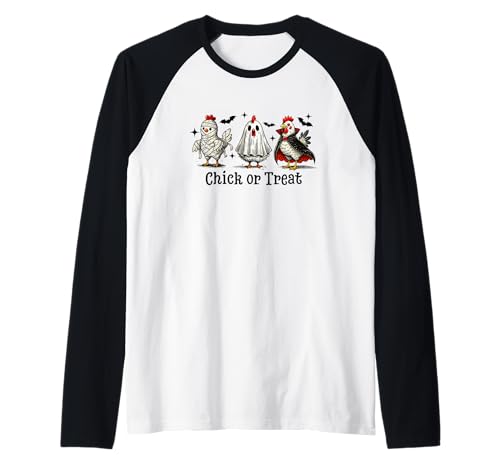 Vintage Halloween Hühner Kostüm Geist Mama und Vampir Raglan von The Modish Bunker - Patchwork Spooky Threads