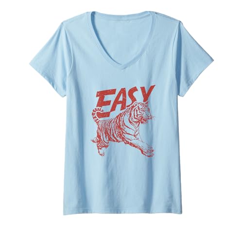 Damen Easy Tiger. Retro Graphic T-Shirt mit V-Ausschnitt Damen Easy Tiger. Retro Graphic T-Shirt mit V-Ausschnitt von The Modish Bunker - Streetwear Harajuku Collection