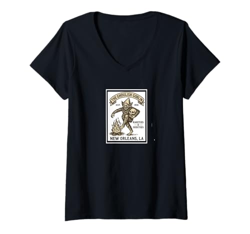 Damen Gruseliges, gruseliges Goblin Monster Store, New Orleans, LA-Grafik T-Shirt mit V-Ausschnitt Damen Gruseliges, gruseliges Goblin Monster Store, New Orleans, LA-Grafik T-Shirt mit V-Ausschnitt von The Monster and Oddities Store Apparel and Design