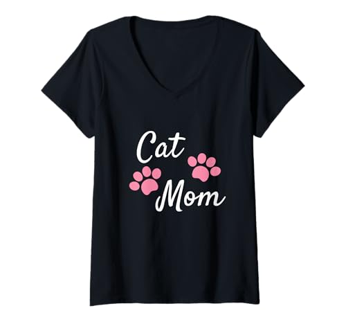 Damen Cat Mom Geschenk für katzenliebende Mama — Cute Cat Mom Slogan T-Shirt mit V-Ausschnitt Damen Cat Mom Geschenk für katzenliebende Mama — Cute Cat Mom Slogan T-Shirt mit V-Ausschnitt von The Motherly Hugs Store