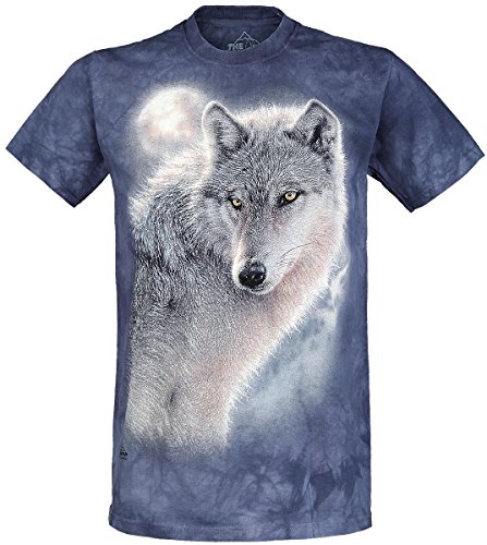 The Mountain Herren T-Shirt Adventure Wolf Erwachsene, blau, Groß von The Mountain